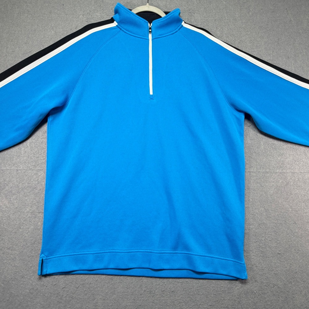 FootJoy Mens XL Blue Quarter Zip Pullover Striped Sleeve Golf Performance Top‎